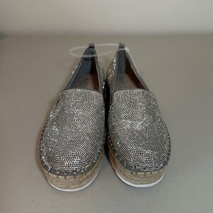 Brand New Gianni Bini- Silver Kaden Rhinestone Platform Espadrilles- size 6M